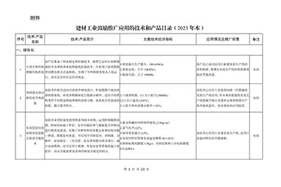 工信部公告：建材工业鼓励推广应用的技术和产品目录（2023年本）